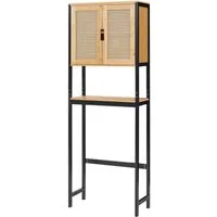 en.casa Badregal, »Tervola« Bambus 172x63x27 cm in Rattanoptik Schwarz/Naturfarben