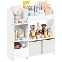 SONGMICS Spielzeugtruhe Bücherregal Kinder, Kinderregal für Bücher, Spielzeugregal, mit 2 Boxen, für Spielzimmer, Kinderzimmer, Wohnzimmer