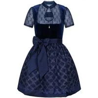 Steigenhöfer Manufaktur Dirndl Damen im Set - Franziska - Vollständiges Oktoberfest Outfit (Komplettes Dirndl Set, Das Set beinhaltet Kleid, Bluse und Schürze) Midi Dirndl - 60cm Rock - Feine Samtoptik und Perlenapplikation