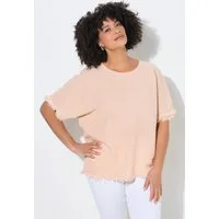 Angel of Style Druckbluse Blusenshirt Oversize Fit Leinenanteil Fransen