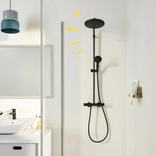 Grohe Vitalio Start - Brauseset mit Thermostat, Durchmesser 25 cm, 2 Strahlarten, schwarz matt 26677 266772431