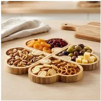 Levandeo® Dekoteller Snackteller Herz 25cm Bambus Holz Natur Teller Puzzle Schale Tischdeko, Snackteller Herz 25cm Bambusholz Natur Teller Puzzle Schale Tischdeko