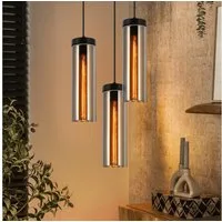 ZMH Pendelleuchte Esszimmer Schwarz - 3 Flammig E27 Glas Hängeleuchte für Wohnzimmer, Einfache Installation, ohne Leuchtmittel, 120CM Höhenverstellbar Esstischlampe für Küche Schlafzimmer
