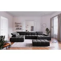 COTTA Wohnlandschaft Orion U-Form, B: 409 cm, mit Kopfteilverstellung & 6 Nierenkissen