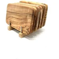 Olivenholz-erleben Frühstücksbrett Halter für bis zu 6 Frühstücksbrettchen Olivenholz, Olivenholz und Edelstahl, (1-St), Platzsparende Aufbewahrung für bis zu 6 Brettchen an einem Ort