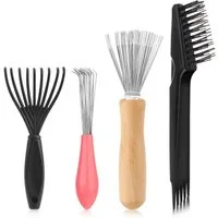 LuxusKollektion Reinigungs-Set 4er Set Haarbürstenreiniger Mini Bürstenreinigung Tragbare Kamm