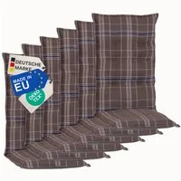 NYVI Hochlehnerauflage Hochlehner Auflagen 6er Set Barcelona - Gartenstuhlauflagen 118x50cm, (6 St), Stuhlauflage, Sitzauflage mit Halteband, UV-fest