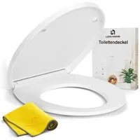 Lion Home WC-Sitz WC Sitz aus Duroplast mit Absenkautomatik bis 150 kg, universell, Abnehmbar, Edelstahl-Befestigung, rutschfest & leicht zu reinigen
