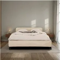 IDIMEX Polsterbett LAVORO, Bett 140x200 cm mit Lattenrost und Stoffbezug, Doppelbett beige