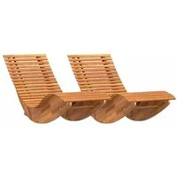 vidaXL Gartenliege Liege 2-Person 2 pcs Braun 154 x 60 x 74 cm Massivholz, 2 St.