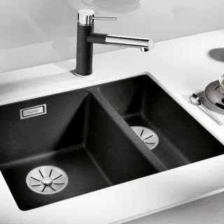 Blanco Subline 340/160-u Spüle 523548 55,5x46cm, PuraDur anthrazit, links, für Unterbau