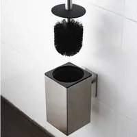 ELMOWO WC-Reinigungsbürste ohne Bohren aus Edelstahl - Toilettenbürste zur Wandmontage, Für alle glatten Oberflächen im Bad, (Komplett-Set, inkl. Ersatzbürsten-Kopf), Klobürste für das Badezimmer und Gäste-WC