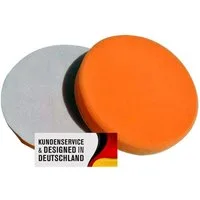 Duke-Handel Polierschwamm Polier-Zubehör Polierpads orange, 180mm, MEDIUM, (Set, 2 St., Polierpad mit ⌀ 18cm für Autopolitur), Klett-Aufnahme, Auswaschbar, Reißfest, Microporen