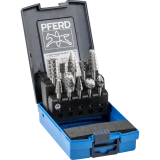 PFERD TOOLS HSS Frässtift Set 82 10-tlg. Zahnung 3 Schaft-Ø 6 mm universal mittel fein - 22900823