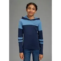 KangaROOS Langarmshirt KangaROOS Kapuzenshirt in colorblocking Design Colorblocking Shirt in eng anliegende Passform, Logo-Stickerei