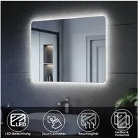 SONNI Badspiegel Badezimmerspiegel mit Beleuchtung, 80 x 60, LED, Antibeschlage, Wandspiegel,IP 44, Rasierspiegel, Energiesparend