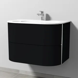 Sanipa 4balance Glas-Set mit 2 Auszügen, Schwarz-Matt, DL20208 DL20208