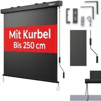 Onbest Senkrechtmarkise Vertikalmarkise mit Handkurbel inklusive Montagematerial 250 x 160 cm, Schmutzabweisend, Wetterfest, UV-Beständig