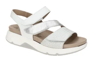 Gabor 86.882.51 ROLLINGSOFT Damen Sandale Silber/Wei? - Klettverschluss