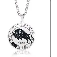 KARMA Kette mit Anhänger Halskette Edelstahl Sternzeichen Anhänger Silber modern (wasserfest - antiallergisch, Astrologie Kette Damen Herren Sternzeichenkette Silberfarben), Unisex Damenhalskette Herrenhalskette Edelstahlkette