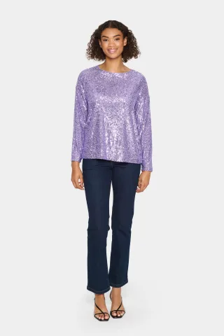 Langarm-Bluse Gerade Passform Violet Tulip purple