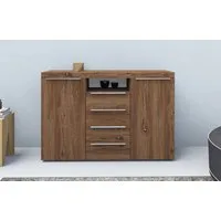 borchardt Möbel Highboard Durban, Breite 139cm, Kommode mit glänzenden Metallgriffen, viel Stauraum, Türen und Schubladen, Einlegeböden verstellbar