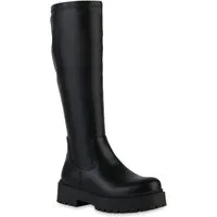 VAN HILL 841464 Plateaustiefel Damen Leicht Gefütterte Plateaustiefel Stiefel Profil-Sohle