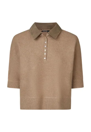 Marc Aurel - Pullover mit Faux Leather Kragen mud - Gr. - 34