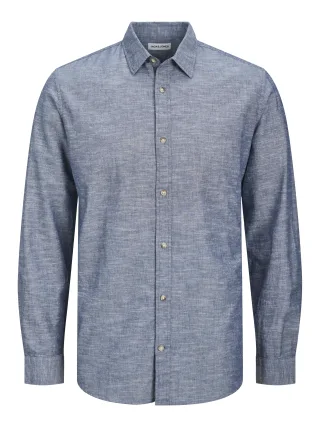 JACK&JONES - JJESUMMER SHIRT LS SN faded denim - Gr. - XXL