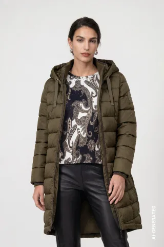 monari - Steppmantel mit Lurex olive - Gr. - 34