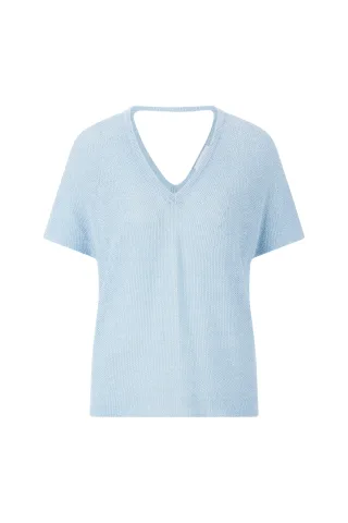 Rich & Royal - pullover with cut outs cotton blue - Gr. - XS