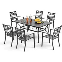 PHI VILLA Garten-Essgruppe, (Wetterfest Gartengarnitur Set 6 Personen mit, Stapelbare Stühle Terrassenmöbel Set), Outdoor Bistro Möbel Sets Metall