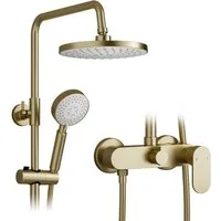 Oihpaw Duschsystem Duscharmatur mit Einhebelmischer, Höhenverstellbare Duschsäule, 3 Strahlart(en), 20 cm ABS Regendusche & Handbrause mit 3 Modi