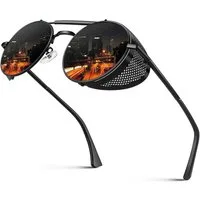 LuxusKollektion Retrosonnenbrille Sonnenbrille Herren Retro Steampunk Metall 1.1-schwarz Grau