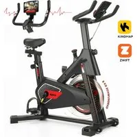 kehot Heimtrainer Indoor Cycling Bike 6KG Schwungrad mit Bluetooth App (Ergonomisch verstellbar Sitz & Lenker bis 150KG Belastung, Fitnessbike mit Herzfrequenzsensor LCD Anzeige Training), Leises Heimtrainer Fahrrad für Ausdauer Cardio Zuhause