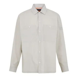 Boss Herren Langarm-Überhemd mit Barrel-Kragen (Helles Beige)