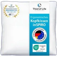 Third of Life Baumwollkissen inSPIRO Ergonomisches Kopfkissen, Nackenstütz-Kissen für Allergiker in allen Größen, bis 95°C Waschbar