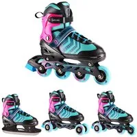 NILS EXTREME Inlineskates 4-IN-1 Inliner Schlittschuhe Rollschuhe wechselbare Kufen, Verstellbare Größe & verstellbare Rollen