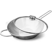 Zwilling Wok Twin Nova 3, Edelstahl, Wokpfanne, 30cm, mit Glasdeckel, Edelstahl, unbeschichtet, Induktion