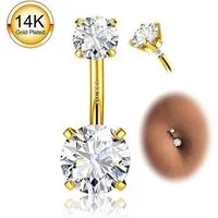 LuxusKollektion Bauchnabelpiercing Bauchnabelpiercing 14G 925 Silber Zirkonia Chirurgenstahl 6MM Messing
