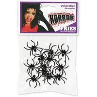 Fries Tierfigur 12 Stück Deko Kunststoff Spinnen Schwarz 4 cm Horror Halloween Party, 12 Deko Spinnen