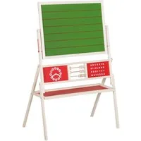 roba® Standtafel drehbar, Schreibtafel, Maltafel magnetisch, Uhr & ABC