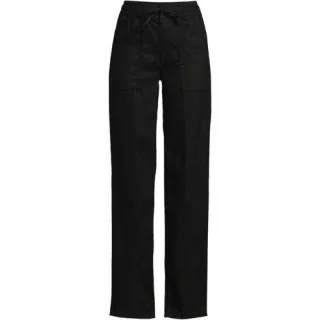 Relaxte Leinenhose mit geradem Bein für Damen, Damen, size: regular, Schwarz, by Lands' End