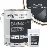 WO-WE Fliesenlack 2K Fliesenfarbe Fliesen Lack Bodenfliesen W712, 2,5Kg, Seidenglänzend, Epoxidharz