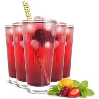 Sendez Longdrinkglas 6 Longdrinkgläser 400ml mit Relief Cocktailgläser Trinkgläser, Glas