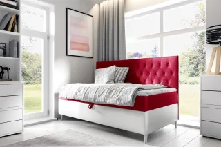 Boxspringbett Gästebett Kinderbett FINJA Nr.2 80x200cm Weiss-Rot