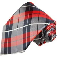 Paul Malone Krawatte Krawatte Schottenmuster Seide Schmal (6cm), rot dunkelblau 592