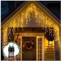 Aigostar LED-Lichtervorhang LED Eisregen Lichterkette Außen, 3M+5M 100LED, 8 Modi