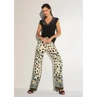 MADELEINE Stoffhose Druckhose mit Animalprint Sommerhose mit Schlupfbund, Nahttaschen und Knöchellänge