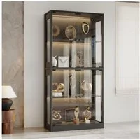 FUFU&GAGA Glasvitrine 165cm hoch mit 3-Farben LED Sammlervitrine Sicherheitsglas